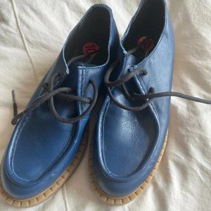 Bright blue “Intentionally” brand crepe sole ladies brogues